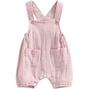 MoZiKQin Infant Baby Girl Boy Cotton Linen Romper Sleeveless Cute Print Bodysuit Jumpsuit Playsuit Summer Outfit Clothes