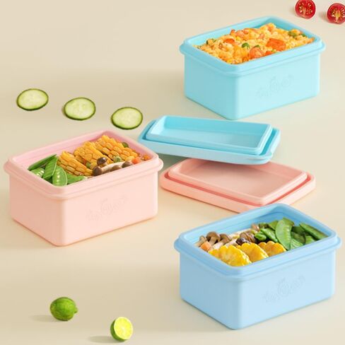 2.5 Cup Ice Cube Tray Silicone 20 Oz Air Tight Food Storage Containers with Lids Airtight Stackable Microwave Safe Meal Prep Container Bento Lunch Box for Kids Lunch Box Soup Cubes Freezer Containers in Saudi Arabia