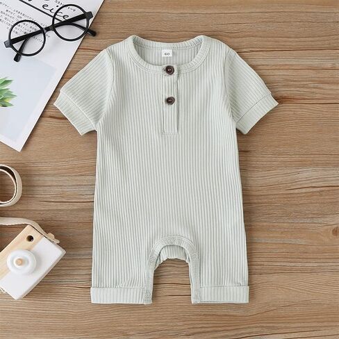 Bafeicao Baby Boy Girl 2/3 Pack Solid Romper Ribbed Short/Long Sleeve | Bodysuit Jumpsuit Infant Knitted Outfits Clothes in Saudi Arabia