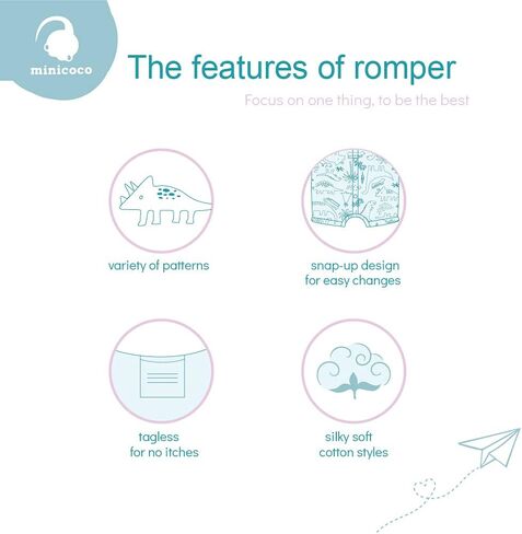 ثوب قصير الأكمام للأطفال الرضع من Minicoco للأولاد والبنات، قطعة واحدة من بذلة الصيف القطنية للأطفال الصغار in Kuwait
