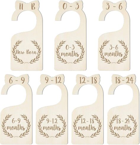 [Upgraded] Premium Wood Baby Closet Dividers Set of 7 from Newborn to 24 Months Baby Clothes Organizer Nursery Baby Closet Hanger Organizers Decor for Baby Boys or Girls (DoubleSided-1) in Saudi Arabia