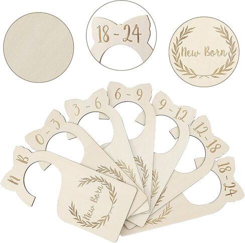 [Upgraded] Premium Wood Baby Closet Dividers Set of 7 from Newborn to 24 Months Baby Clothes Organizer Nursery Baby Closet Hanger Organizers Decor for Baby Boys or Girls (DoubleSided-1) in Saudi Arabia