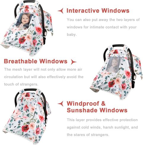 أغطية مقاعد السيارة الشتوية للأطفال، غطاء مقعد سيارة الطفل مع نافذة مفتوحة، غطاء مقعد السيارة الدافئ للرضع يحمي الطفل من الرياح والشمس والغريب وحيوانات الغابة in Kuwait