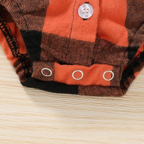 HAPPYMA Newborn Baby Boy Girls Plaid Outfit Flannel Romper Tops Infant Long Sleeve Button Down Plaid Casual Bodysuit Clothes in Saudi Arabia
