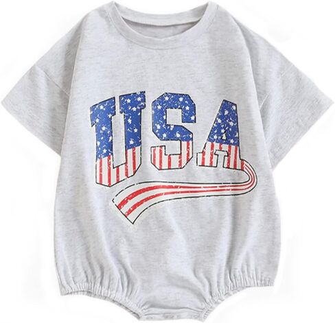 Ayalinggo 4th of July Baby Outfit Boy Girl My First Fourth of July Bubble Romper Oversized Onesie Toddler USA Clothes in Saudi Arabia