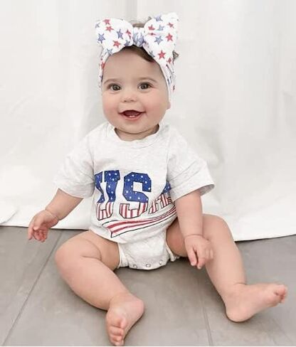 Ayalinggo 4th of July Baby Outfit Boy Girl My First Fourth of July Bubble Romper Oversized Onesie Toddler USA Clothes in Saudi Arabia