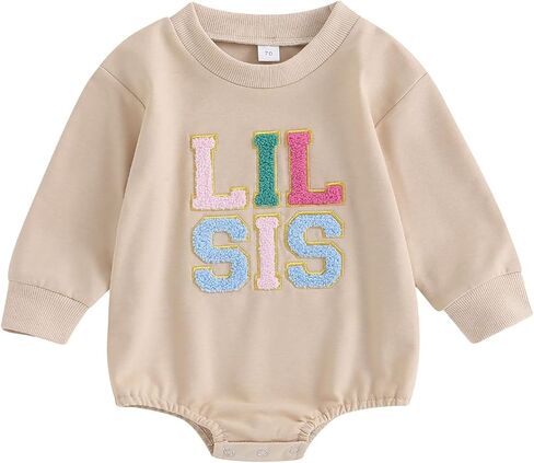 LXXIASHI ملابس الأخت الكبرى والأخت الصغيرة المتطابقة قميص الأخت الكبيرة/Lil Sis نيسيي كنزة بياقة دائرية رومبير ملابس الأخوة in Saudi Arabia