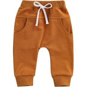 Mubineo Toddler Baby Boy Girl Infant Basic Plain Sweatpants Comfy Cotton Pants with Pockets