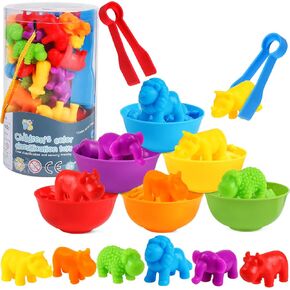 USATDD Counting Dinosaurs Montessori Toys Color Sorting Animals Matching Games Preschool Learning Activities Educational Sensory Toys Easter Basket Stuffers Gifts for Kids Toddlers Boys Girls Age 3+ in Saudi Arabia