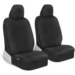 Sheepskin Car Seat Covers for Women, 2-Pack Faux Fur Car Seat Covers Front Seats Only, Cute Automotive Seat Covers For Cars for Women, Car Accessories for Women (Black) in Kuwait