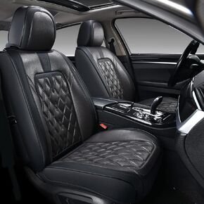 أغطية مقاعد السيارة Coverado الأمامية، عبوتان من أغطية المقاعد العالمية للسيارات، وسائد مقعد جلدية فاخرة، واقيات مقاعد مقاومة للماء والأوساخ وأغطية مقاعد مقاومة للأشعة فوق البنفسجية تناسب معظم المركبات باللون الأسود in Kuwait