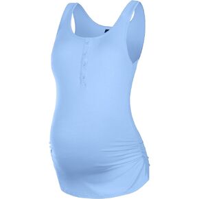 Molliya Maternity Tank Top Sleeveless Front Button Side Ruched Summer Nursing T Shirt Casual Pregnancy Clothes in Saudi Arabia