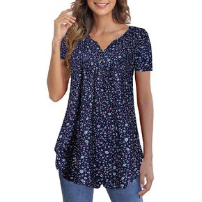 Zyyfly Womens Tank Tops Loose Fit Summer Henley Shirts Pleated Flowy Sleeveless Tunic Tops in Saudi Arabia