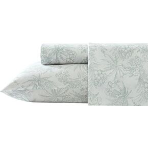 تومي باهاما - ملاءات كينج، طقم مفروشات قطن بيركال، هش ورائع، ديكور منزلي أنيق (قلم وحبر أخضر النخيل، كينج) in Kuwait