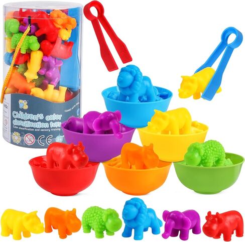 USATDD Counting Dinosaurs Montessori Toys Color Sorting Animals Matching Games Preschool Learning Activities Educational Sensory Toys Easter Basket Stuffers Gifts for Kids Toddlers Boys Girls Age 3+ in Saudi Arabia