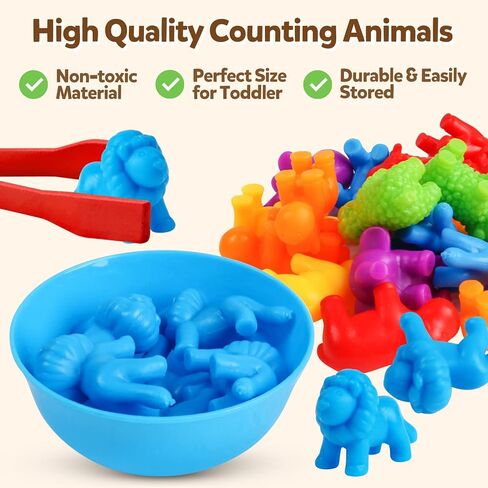 USATDD Counting Dinosaurs Montessori Toys Color Sorting Animals Matching Games Preschool Learning Activities Educational Sensory Toys Easter Basket Stuffers Gifts for Kids Toddlers Boys Girls Age 3+ in Saudi Arabia