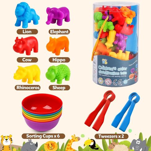 USATDD Counting Dinosaurs Montessori Toys Color Sorting Animals Matching Games Preschool Learning Activities Educational Sensory Toys Easter Basket Stuffers Gifts for Kids Toddlers Boys Girls Age 3+ in Saudi Arabia