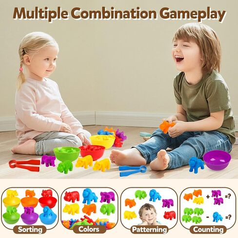 USATDD Counting Dinosaurs Montessori Toys Color Sorting Animals Matching Games Preschool Learning Activities Educational Sensory Toys Easter Basket Stuffers Gifts for Kids Toddlers Boys Girls Age 3+ in Saudi Arabia