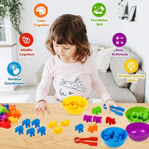 USATDD Counting Dinosaurs Montessori Toys Color Sorting Animals Matching Games Preschool Learning Activities Educational Sensory Toys Easter Basket Stuffers Gifts for Kids Toddlers Boys Girls Age 3+ in Saudi Arabia