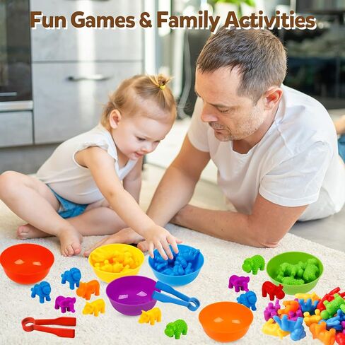 USATDD Counting Dinosaurs Montessori Toys Color Sorting Animals Matching Games Preschool Learning Activities Educational Sensory Toys Easter Basket Stuffers Gifts for Kids Toddlers Boys Girls Age 3+ in Saudi Arabia