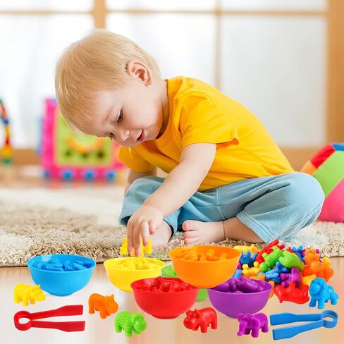 USATDD Counting Dinosaurs Montessori Toys Color Sorting Animals Matching Games Preschool Learning Activities Educational Sensory Toys Easter Basket Stuffers Gifts for Kids Toddlers Boys Girls Age 3+ in Saudi Arabia