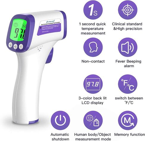 Shecare Touchless Infrared Forehead Thermometer Non-Contact Forehead Thermometer for Adults and Kids Medical Thermometer Touchless for Baby Fever Thermometer Digital Forehead Thermometer in Saudi Arabia
