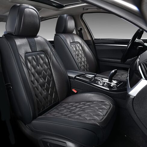 أغطية مقاعد السيارة Coverado الأمامية، عبوتان من أغطية المقاعد العالمية للسيارات، وسائد مقعد جلدية فاخرة، واقيات مقاعد مقاومة للماء والأوساخ وأغطية مقاعد مقاومة للأشعة فوق البنفسجية تناسب معظم المركبات باللون الأسود in Kuwait