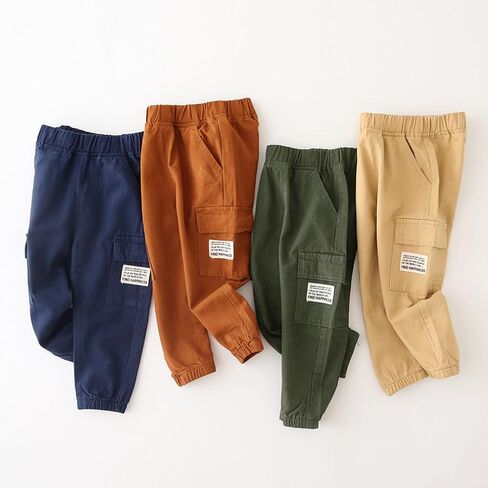 Feidoog Toddler Boys Pants 2/3 Pack Baby Cargo Cotton Joggers Sweatpants | Soft Cotton, Skin-friendly,Elastic Waistband,Cotton Pull-on Pants,Toddler Pants for 2-6T Boys in Saudi Arabia