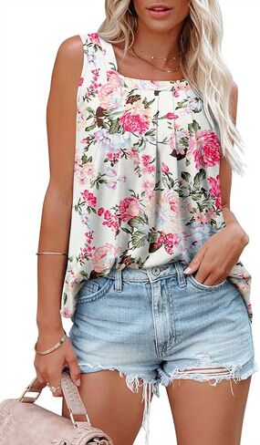 BETTE BOUTIK Womens Tank Tops Pleated Sleeveless Blouse Short Sleeve Tops Basic Shirts S-3XL in Kuwait