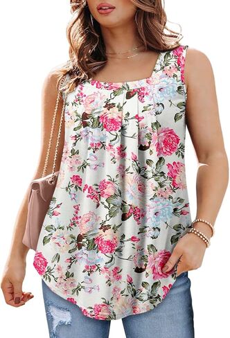 BETTE BOUTIK Womens Tank Tops Pleated Sleeveless Blouse Short Sleeve Tops Basic Shirts S-3XL in Kuwait