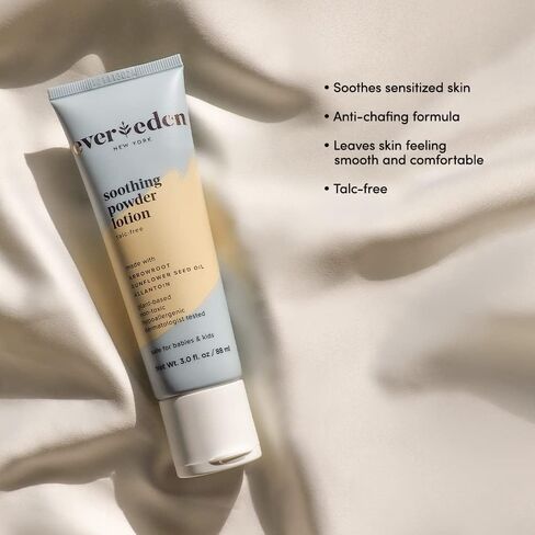 غسول مسحوق مهدئ من Evereden، 3.0 أونصة سائلة | العناية بحفاضات الأطفال النظيفة وغير المعطرة | كريم طبيعي ونباتي إلى مسحوق | بودرة أطفال سائلة غير سامة وخالية من العطور in Kuwait