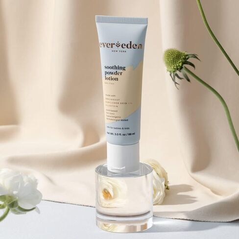 غسول مسحوق مهدئ من Evereden، 3.0 أونصة سائلة | العناية بحفاضات الأطفال النظيفة وغير المعطرة | كريم طبيعي ونباتي إلى مسحوق | بودرة أطفال سائلة غير سامة وخالية من العطور in Kuwait