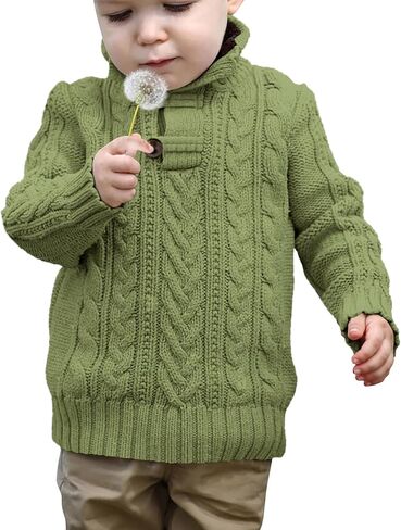 Zhaovi's Toddler Girl Boys Knit Cable Turtleneck Sweater Baby Pullover Outwear Spring Fall Winter in Kuwait