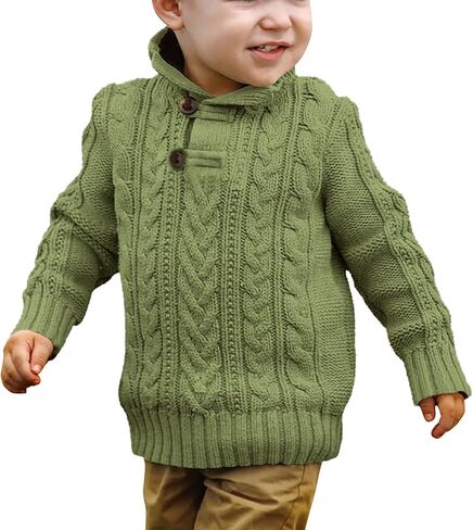 Zhaovi's Toddler Girl Boys Knit Cable Turtleneck Sweater Baby Pullover Outwear Spring Fall Winter in Kuwait