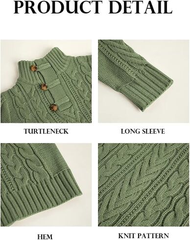 Zhaovi's Toddler Girl Boys Knit Cable Turtleneck Sweater Baby Pullover Outwear Spring Fall Winter in Kuwait