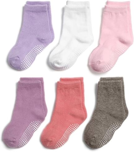 6 Pairs Non Slip Cozy Warm Crew Socks with Grips for Baby Infant Toddler Kids Boys Girls in Saudi Arabia