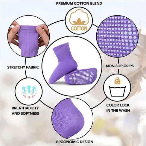 6 Pairs Non Slip Cozy Warm Crew Socks with Grips for Baby Infant Toddler Kids Boys Girls in Saudi Arabia