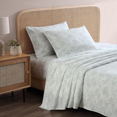 تومي باهاما - ملاءات كينج، طقم مفروشات قطن بيركال، هش ورائع، ديكور منزلي أنيق (قلم وحبر أخضر النخيل، كينج) in Kuwait