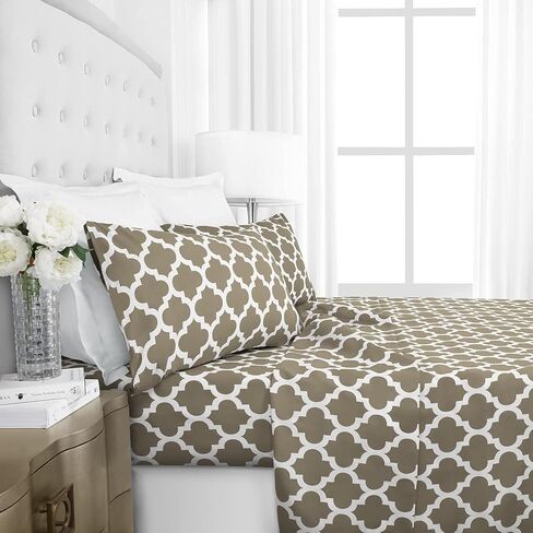 Italian Luxury Twin Size Sheets & Pillowcase Set w/ Deep Pockets - Microfiber Bedding Sets - Machine Washable - Cream in Kuwait