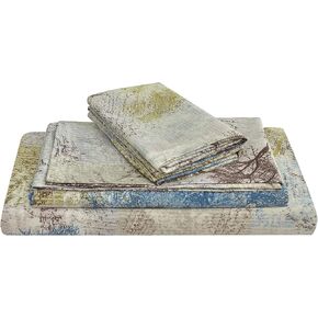 JSD Navy Floral Sheet Set Twin Size, 3 Piece Printed Microfiber Sheets Extra Deep Pocket Wrinkle Free