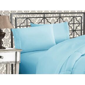 Elegant Comfort 1500 Premier Wrinkle & Fade Resistant Hotel Quality Ultra Soft Luxurious 4-Piece Bed Sheet Set with Deep Pockets, Twin/Twin XL Aqua