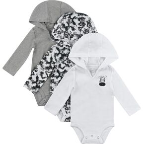 بدلة طويلة الأكمام من Hanes Baby، بدلة بقلنسوة للأولاد والبنات، 3 عبوات in Kuwait