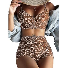 Swmmer Liket High Waisted Bikini Sets for Women Boy Shorts Swimsuits Sporty Bathing Suit