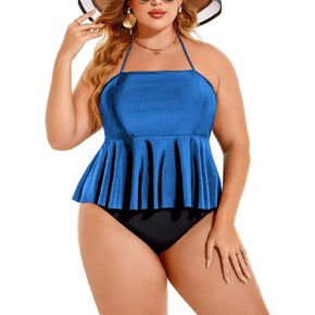 ADOME Tummy Control Tankini Swimsuits for Women 2 Pcs Swimsuit Set Floral Print Ruffle Halter Swimwear S-3XL in Saudi Arabia