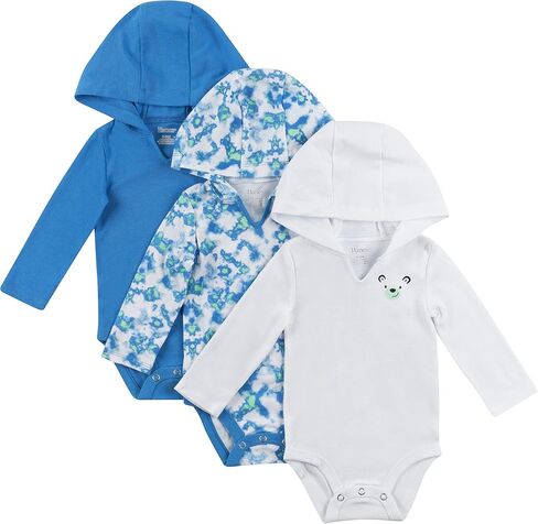 Hanes Baby Long Sleeve Bodysuit, Ultimate Bodysuit Hoodie Boys & Girls, 3-pack in Saudi Arabia