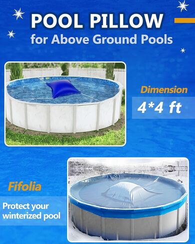 Pool Pillows for Above Ground Pools 4'X 4', 0.4mm Ultra Thick Pool Pillows for Winter, Cold-Resistant Air Pillow for Above Ground Pool, Durable PVC Pool Pillow for Winterizing, Rope Included in Saudi Arabia