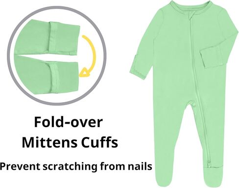 GUISBY Baby 4-Pack Rayon of Bamboo Zip Sleeper Pajamas, NB-18M | Rayon of bamboo softness, 4-pack zip sleepers, footed design, fold-over mittens, sleep & daily wear in Saudi Arabia