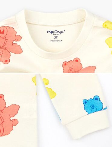 مجموعات ملابس Mollimelli friends 2T~15Y كم طويل للأطفال الصغار الأطفال للفتيات للصبيان ملابس قطن 100% بنمط الحيوانات in Saudi Arabia