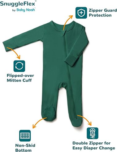 بيجامة سناجل فليكس بأقدام للأطفال بأساور قفازات - سرير أطفال ناعم من الخيزران رايون والزبدة in Kuwait