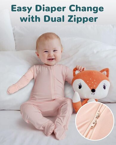 بيجامة سناجل فليكس بأقدام للأطفال بأساور قفازات - سرير أطفال ناعم من الخيزران رايون والزبدة in Kuwait